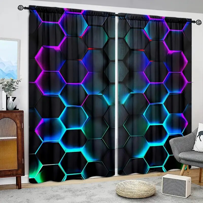 2pcs Hexagon Tech Curtains wit - огляд і ціна Tech Office Youtube