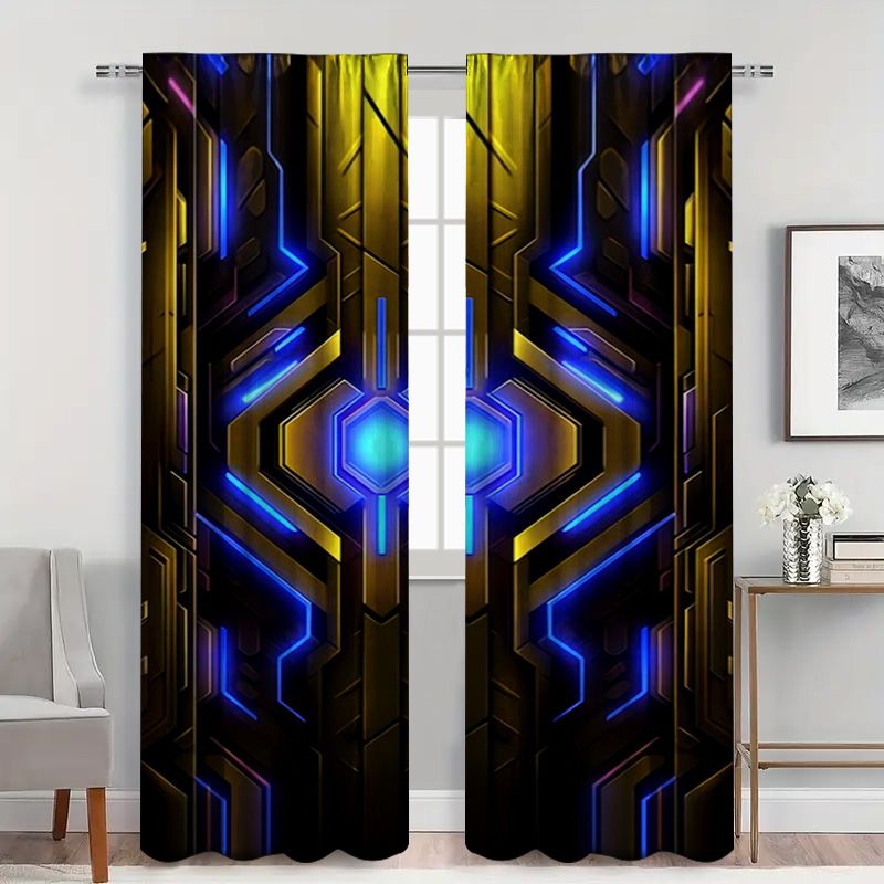 2pcs Geometric Tech Curtains w - огляд і ціна Tech Office Youtube