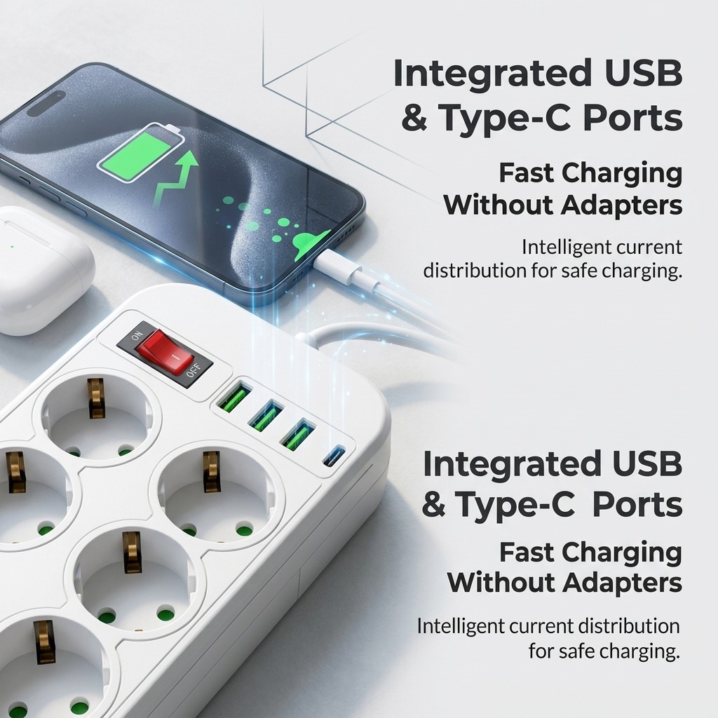 1500W EU Power Strip 6 AC Outl - огляд і ціна Office Technician