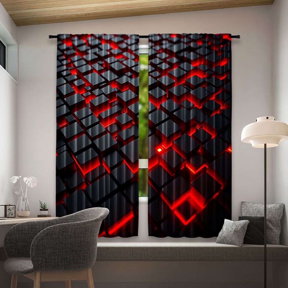 2pcs Geometric Curtains Red Bl - огляд і ціна Tech Office Youtube