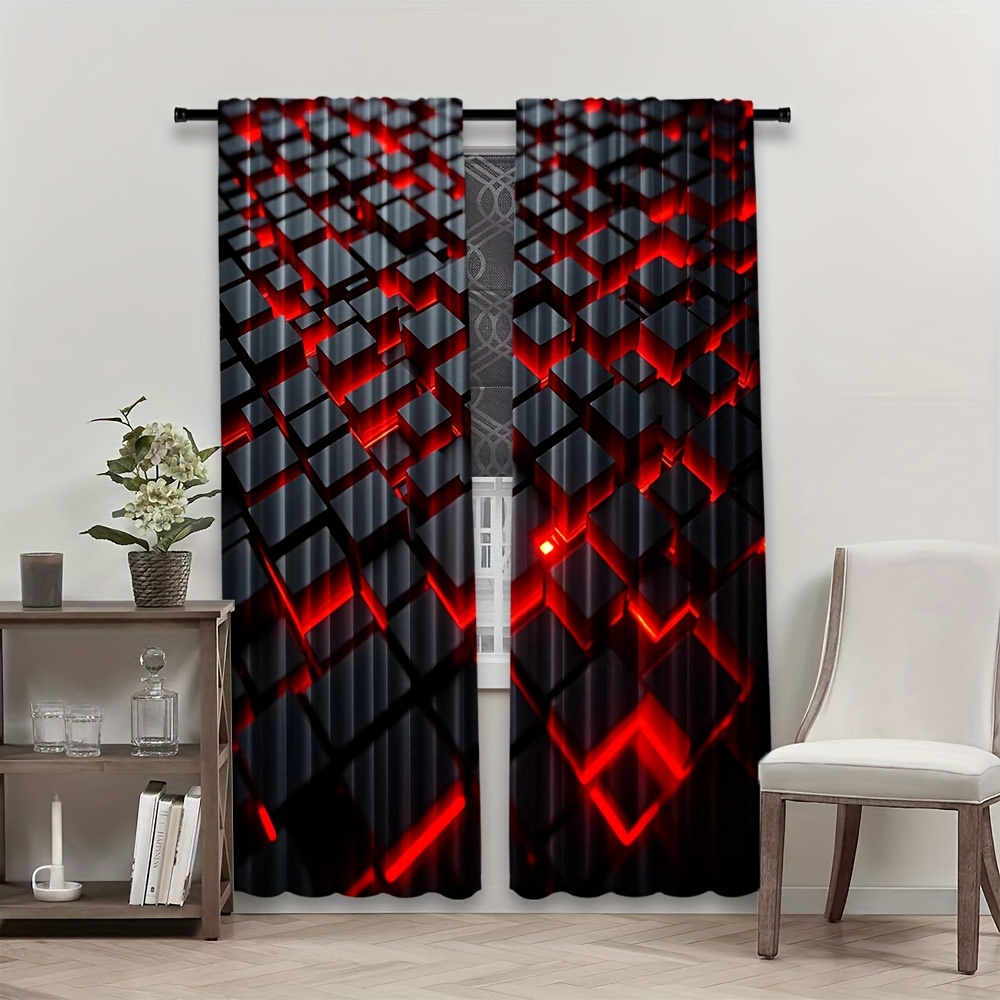 2pcs Geometric Curtains Red Bl - огляд і ціна Tech Office Youtube
