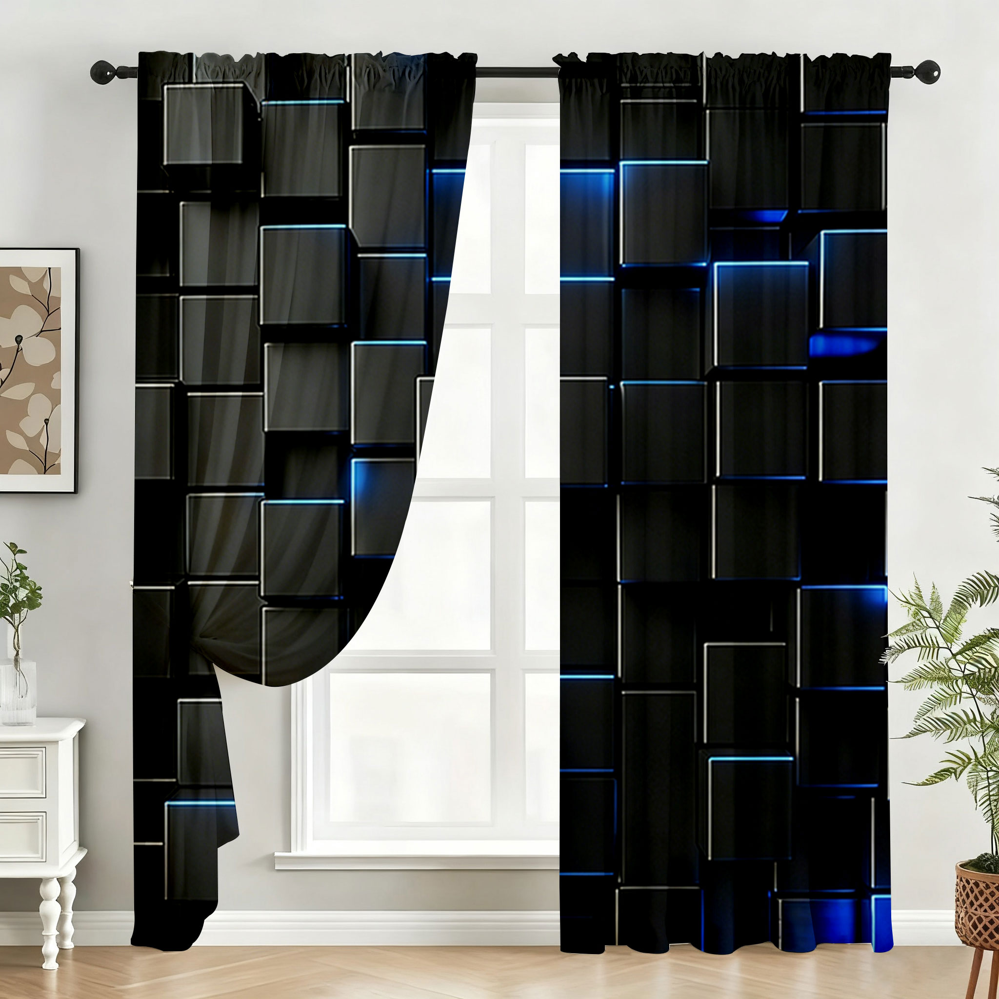 2PC Black Blue Neon Cube Sheer - огляд і ціна Tech Office Youtube